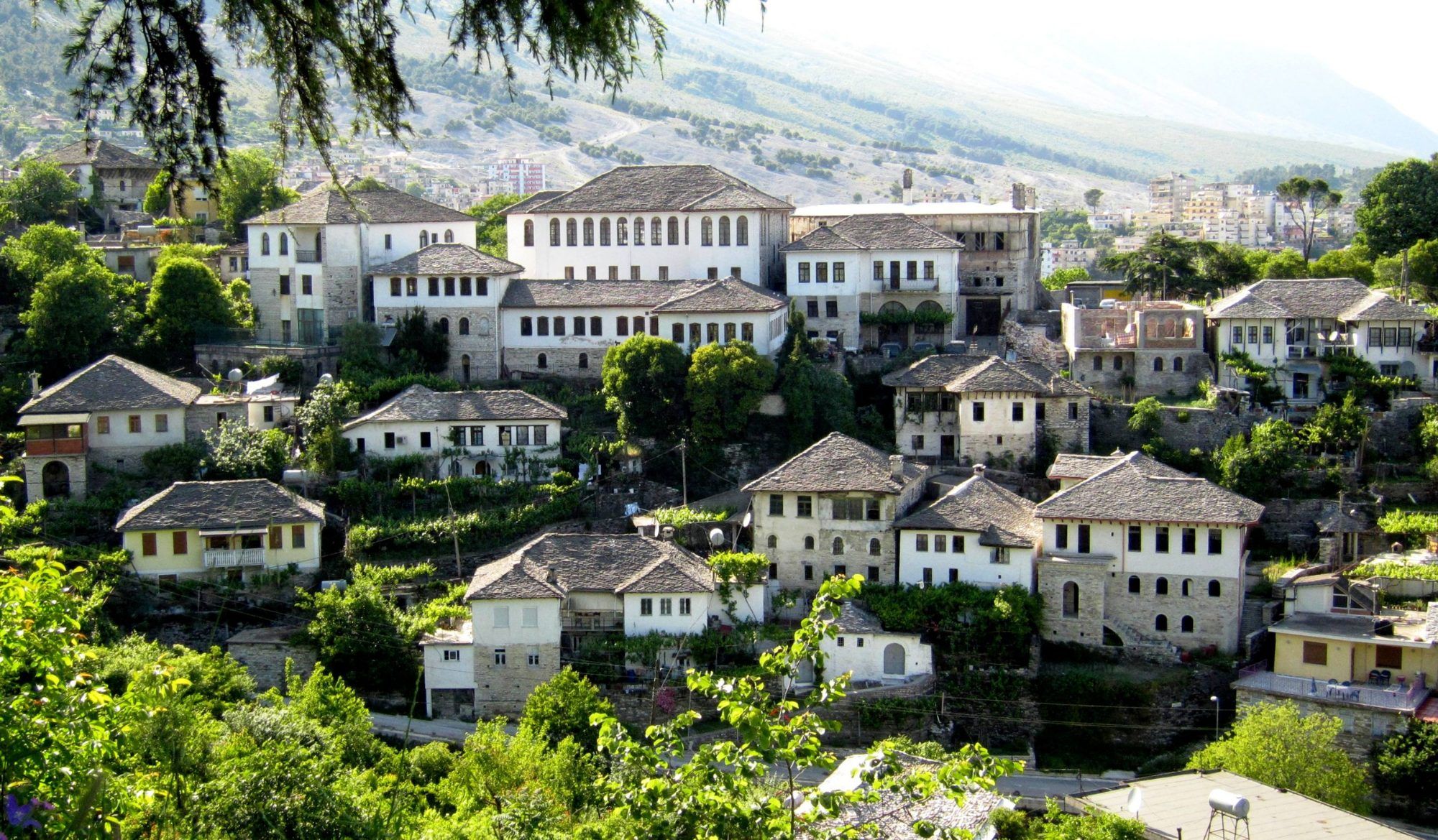 Stone-roofed houses in Gjirokastër old town